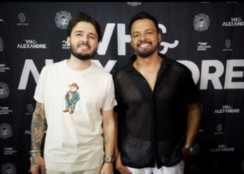 VH e Alexandre gravam audiovisual “Ouve Aí” no Espaço Vinny BBQ, em Goiânia